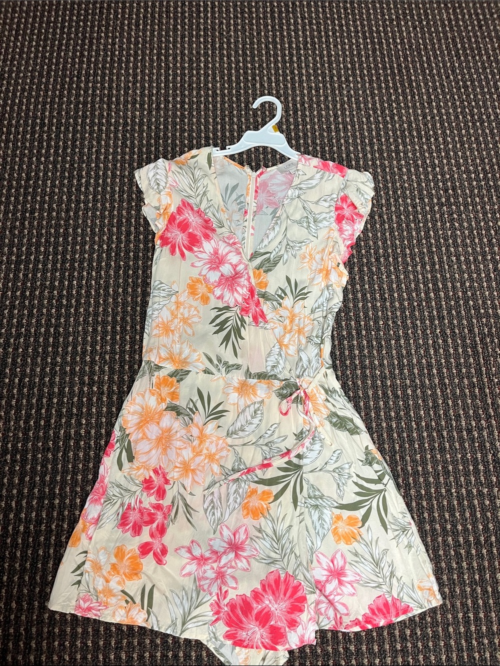 Floral Wrap-Style Women’s Skort in Cream with Pink & Orange Flowers